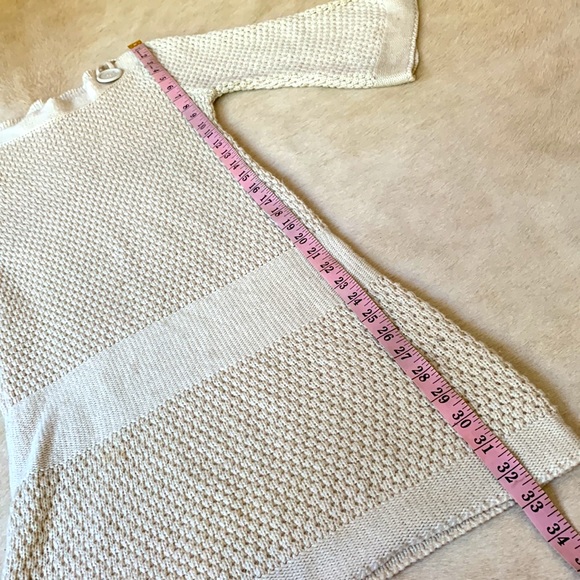 Loose Knit Cream Color Mini Sweater Dress with Bell Sleeves - Picture 7 of 7